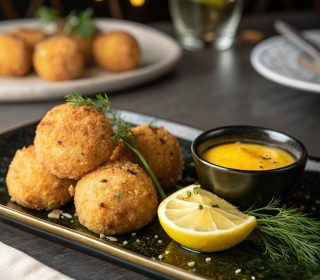 Bolinhos de Bacalhau With Saffron Aioli & Lemon
