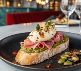 Mortadella, Truffle Burrata, Pistachio Butter Pesto, Pistachios, Organic Florida Honey